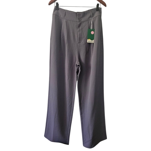Halara High Waisted Button Shirred Straight Leg Work Pants Size M - Picture 1 of 10
